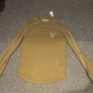 Abercrombie & Fitch Men's Tan Long Sleeve Shirt